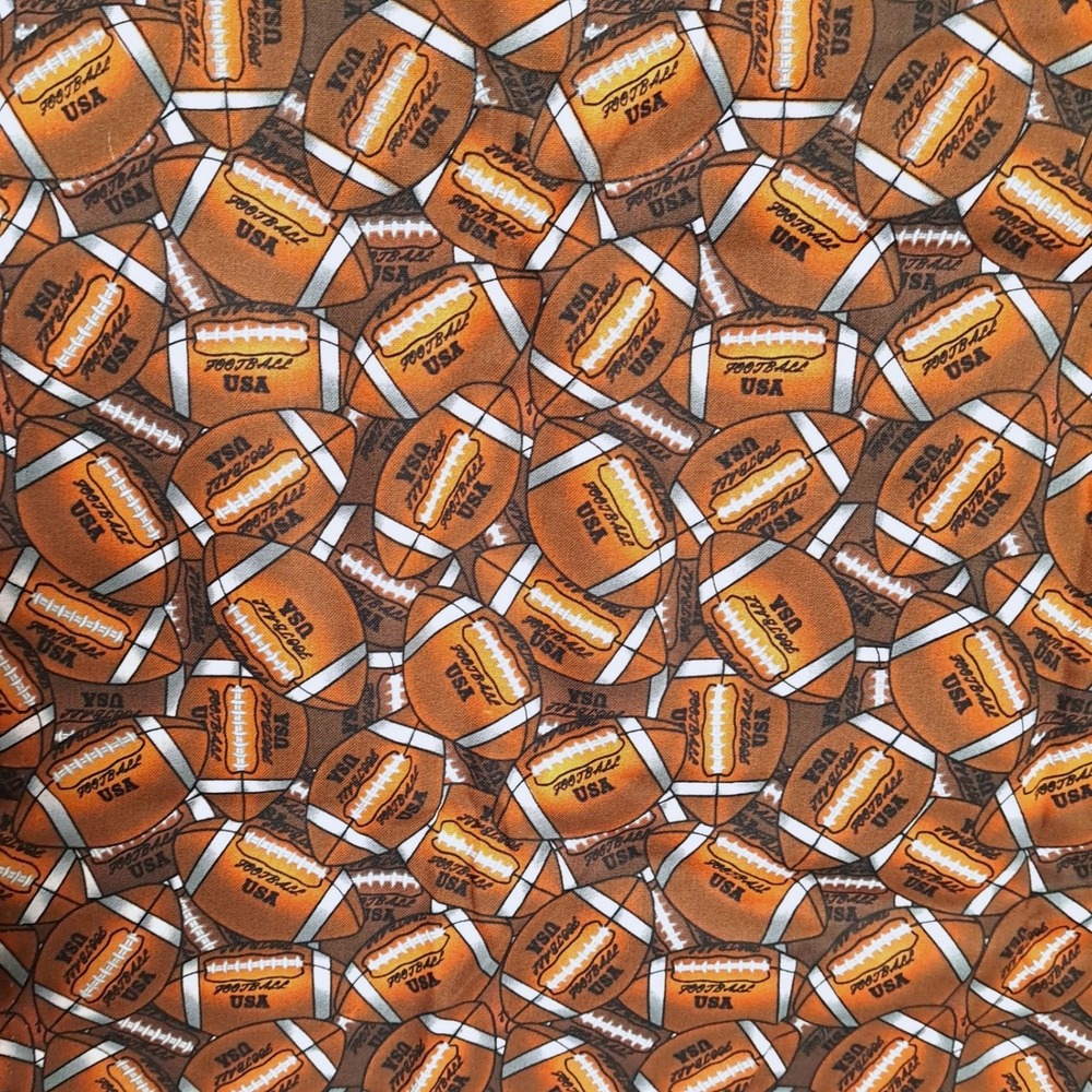 David Textiles Football Print Cotton Fabric 1 Yard‎ Brown Sports Sewing Craft